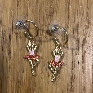 Sugarfix by Baublebar Gold Ballerina Earrings with Pink Rhinestones never worn